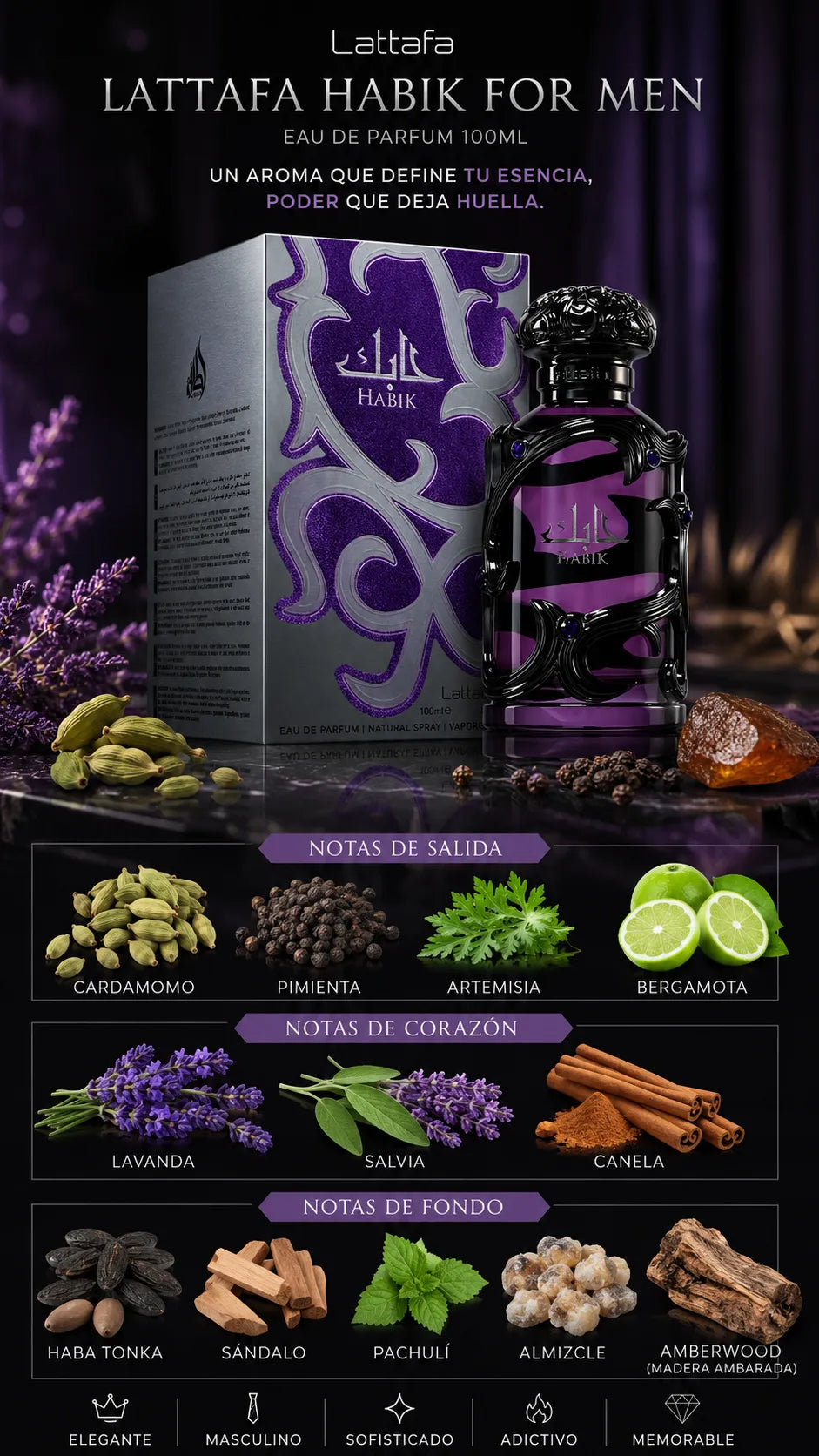 Perfume Lattafa Habik For Men Eau de Parfum 100ml Original