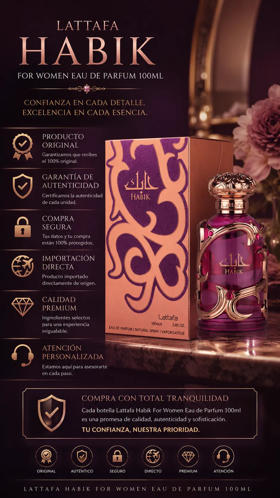 Perfume Lattafa Habik For Women Eau de Parfum 100ml Original