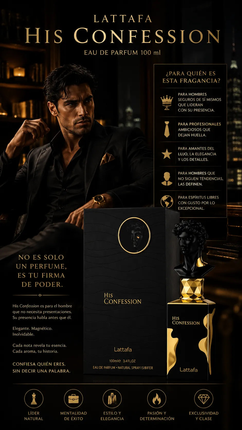 Perfume Lattafa His Confession Eau de Parfum 100ml Original