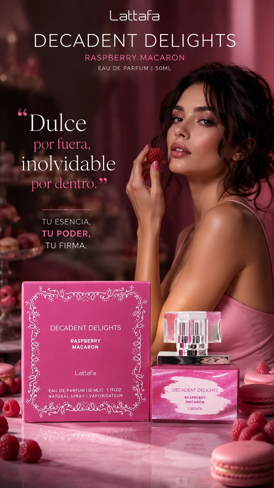Perfume Lattafa Decadent Delights Raspberry Macaron Eau de Parfum 50ml Original