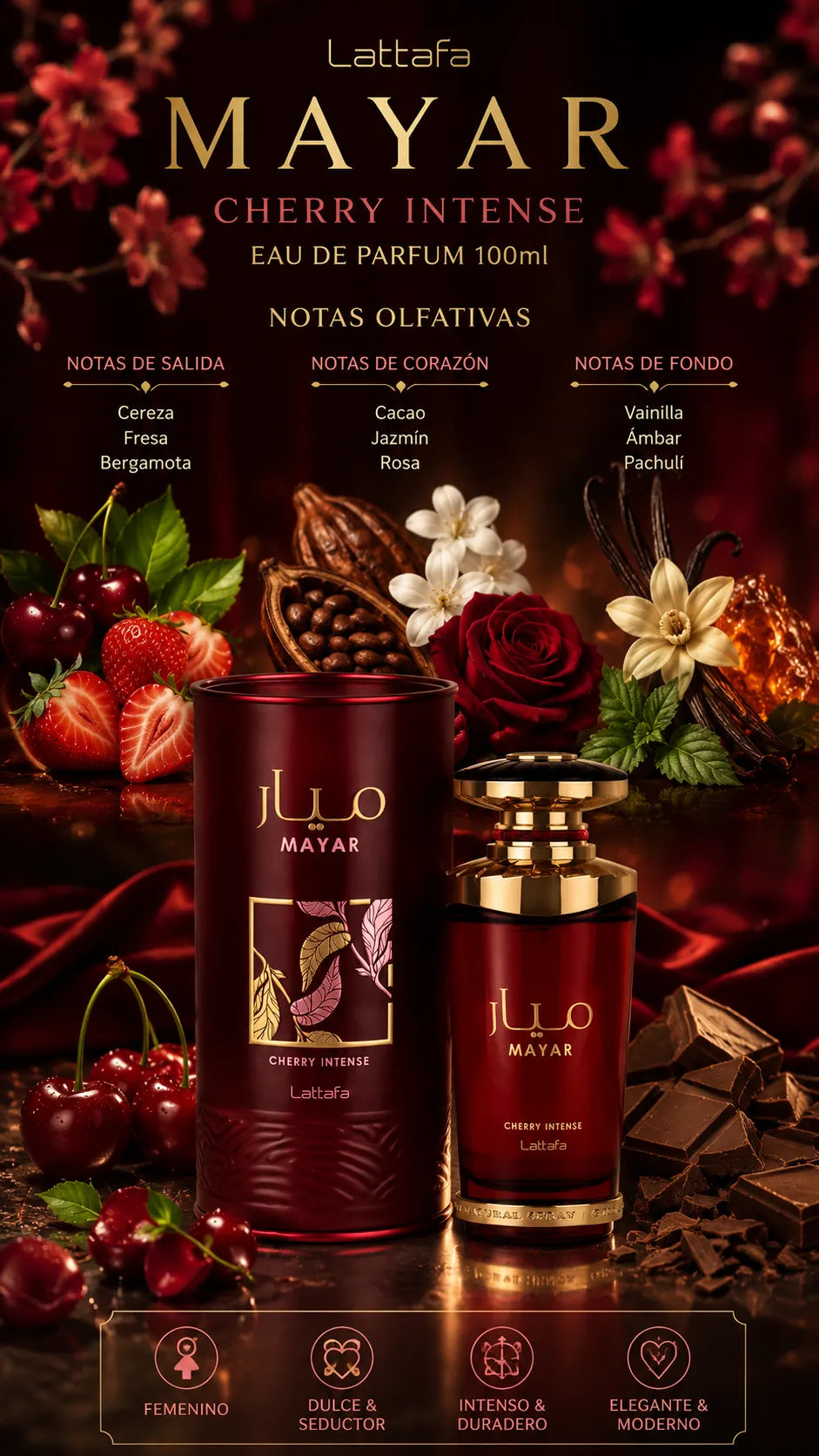Perfume Lattafa Mayar Cherry Intense Eau de Parfum 100ml Original