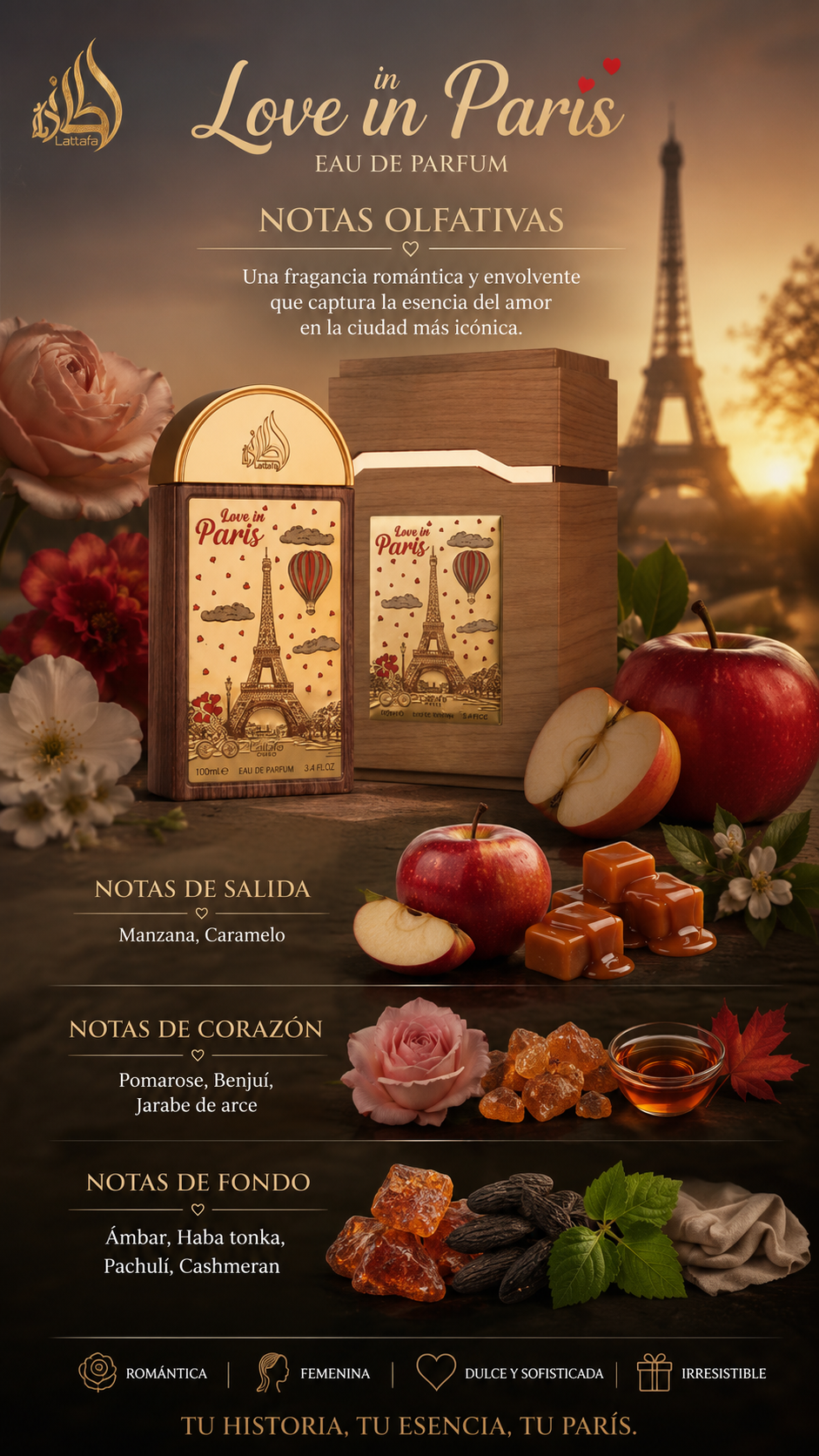 Perfume Lattafa Love in Paris Eau de Parfum 100ml Original