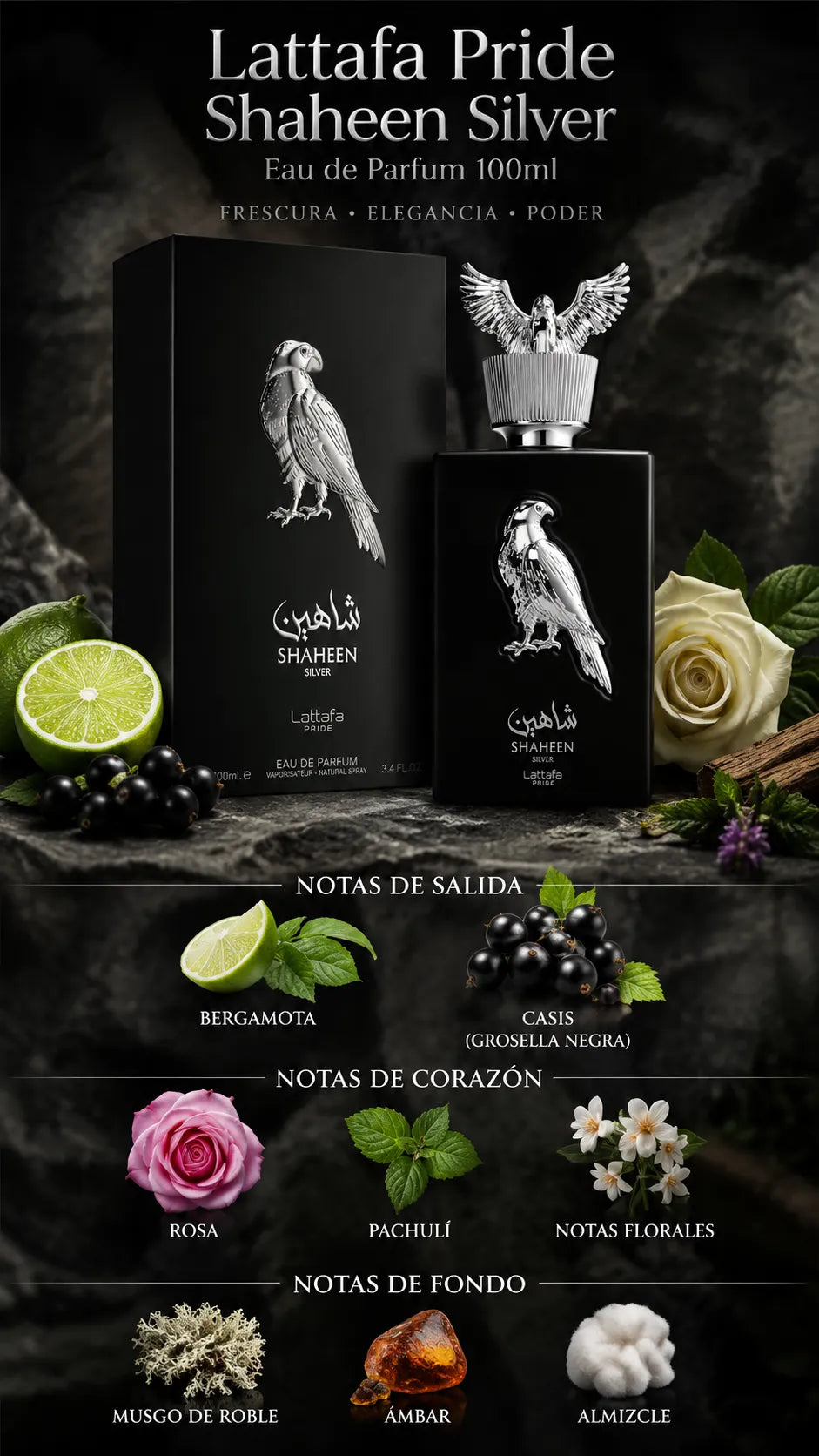Perfume Lattafa Pride Shaheen Silver Eau de Parfum 100ml Original