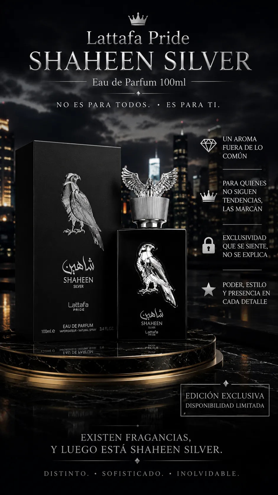 Perfume Lattafa Pride Shaheen Silver Eau de Parfum 100ml Original