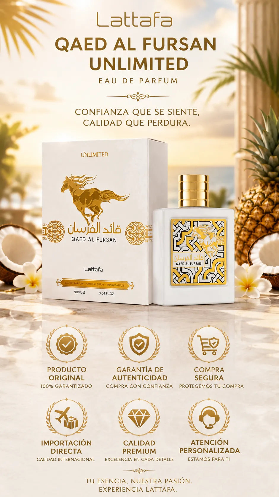 Perfume Lattafa Qaed Al Fursan Unlimited Eau de Parfum 90ml Original
