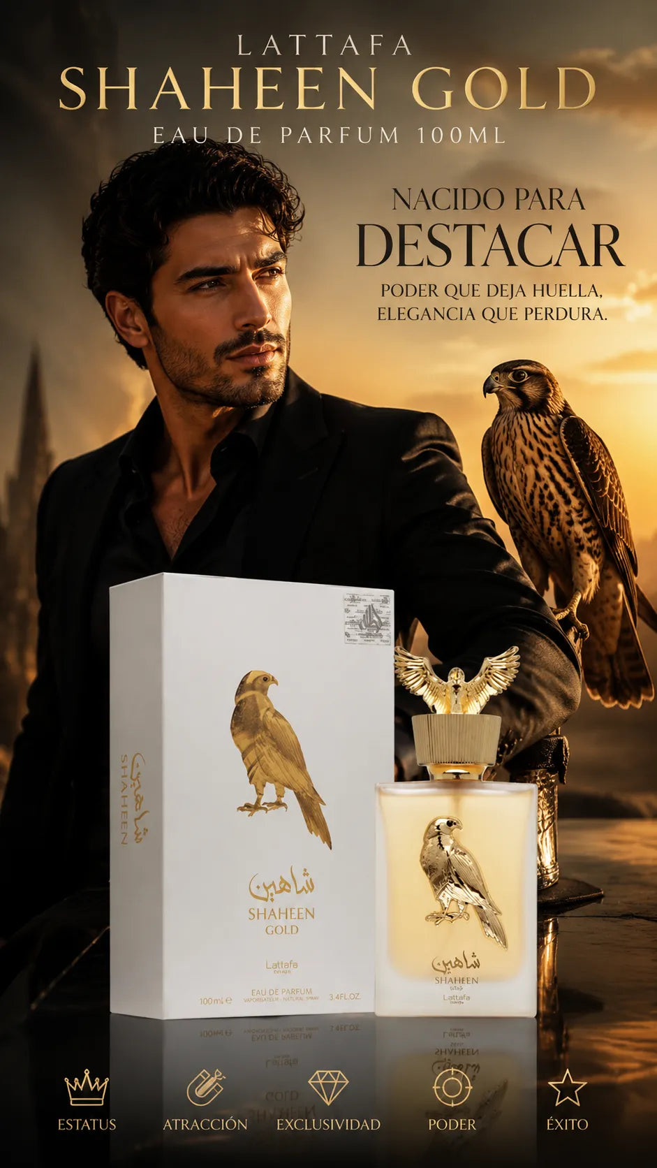Perfume Lattafa Shaheen Gold Eau de Parfum 100ml Original