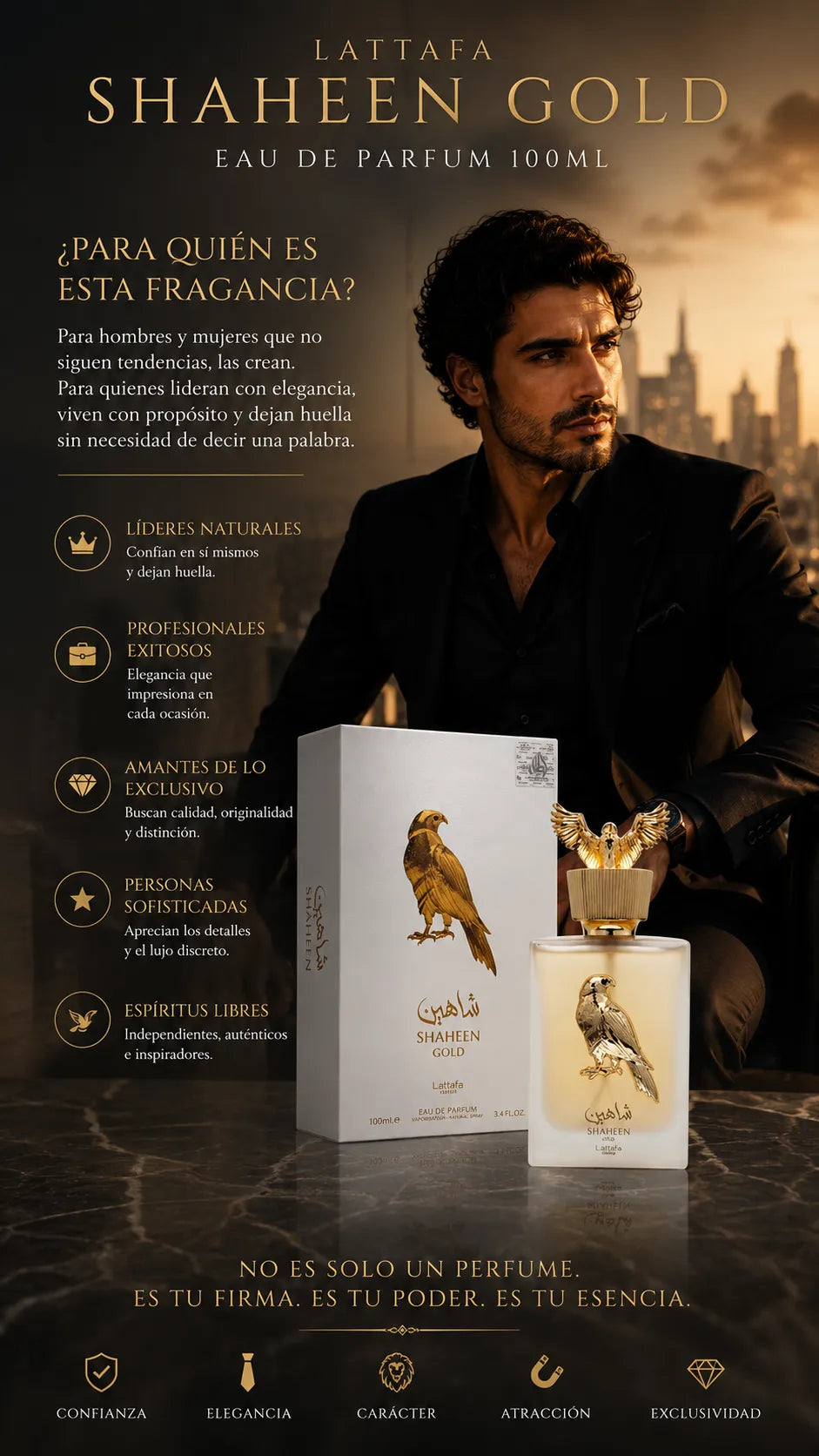 Perfume Lattafa Shaheen Gold Eau de Parfum 100ml Original
