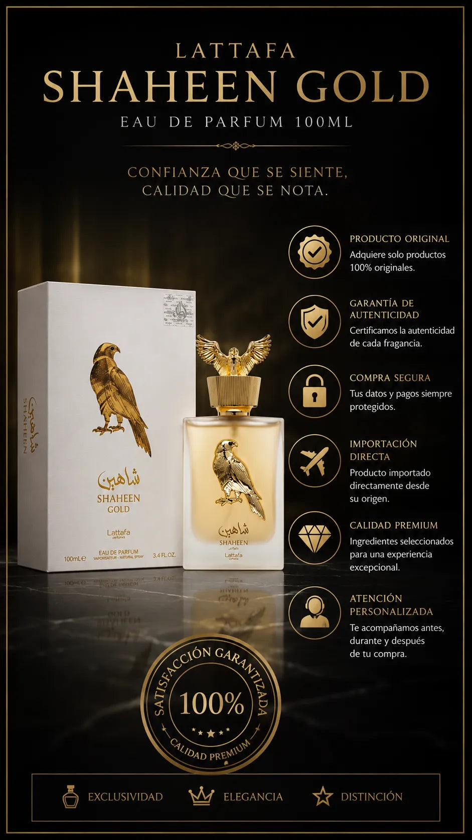 Perfume Lattafa Shaheen Gold Eau de Parfum 100ml Original