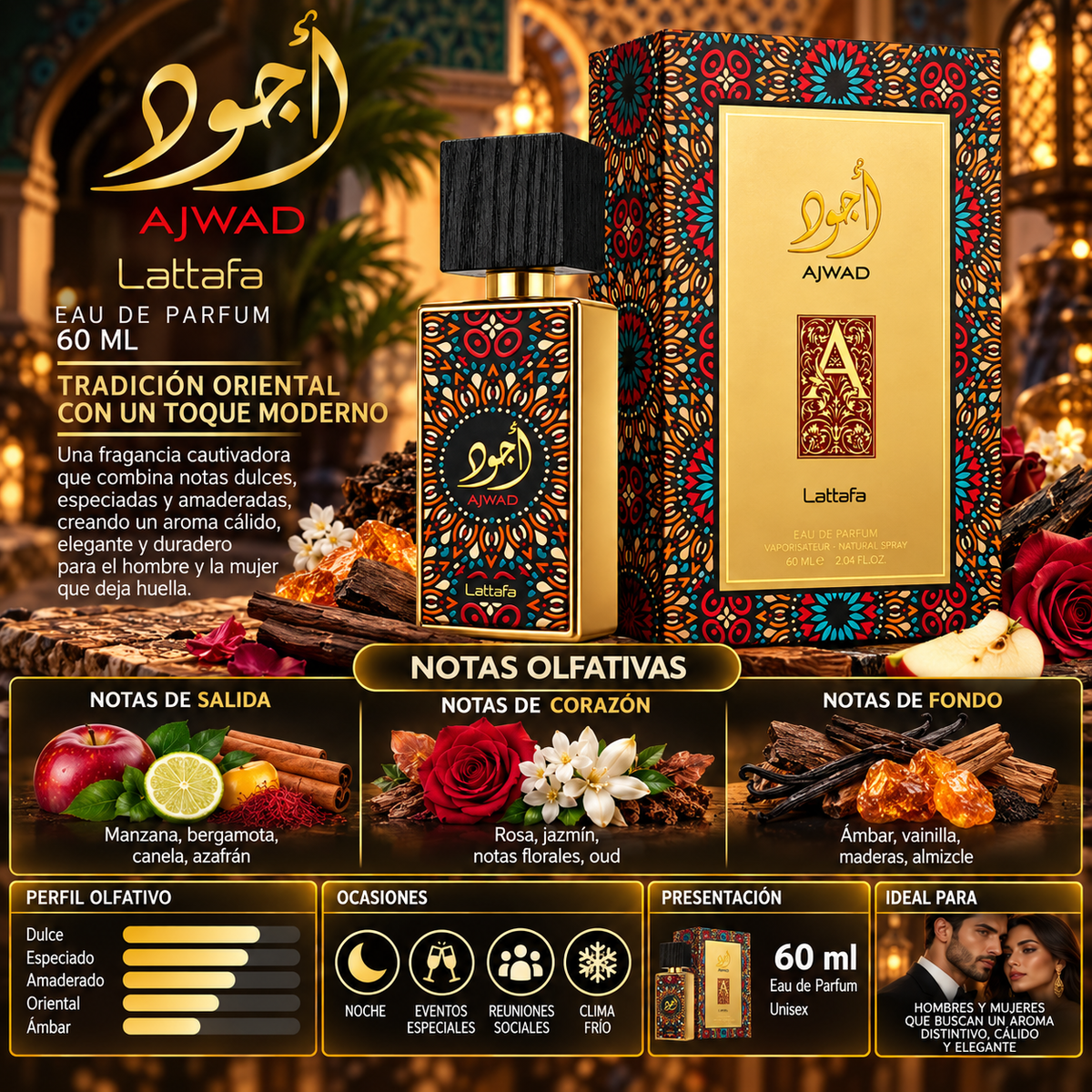Lattafa Ajwad Eau de Parfum 60ml - Original y Elegante — imagen 2