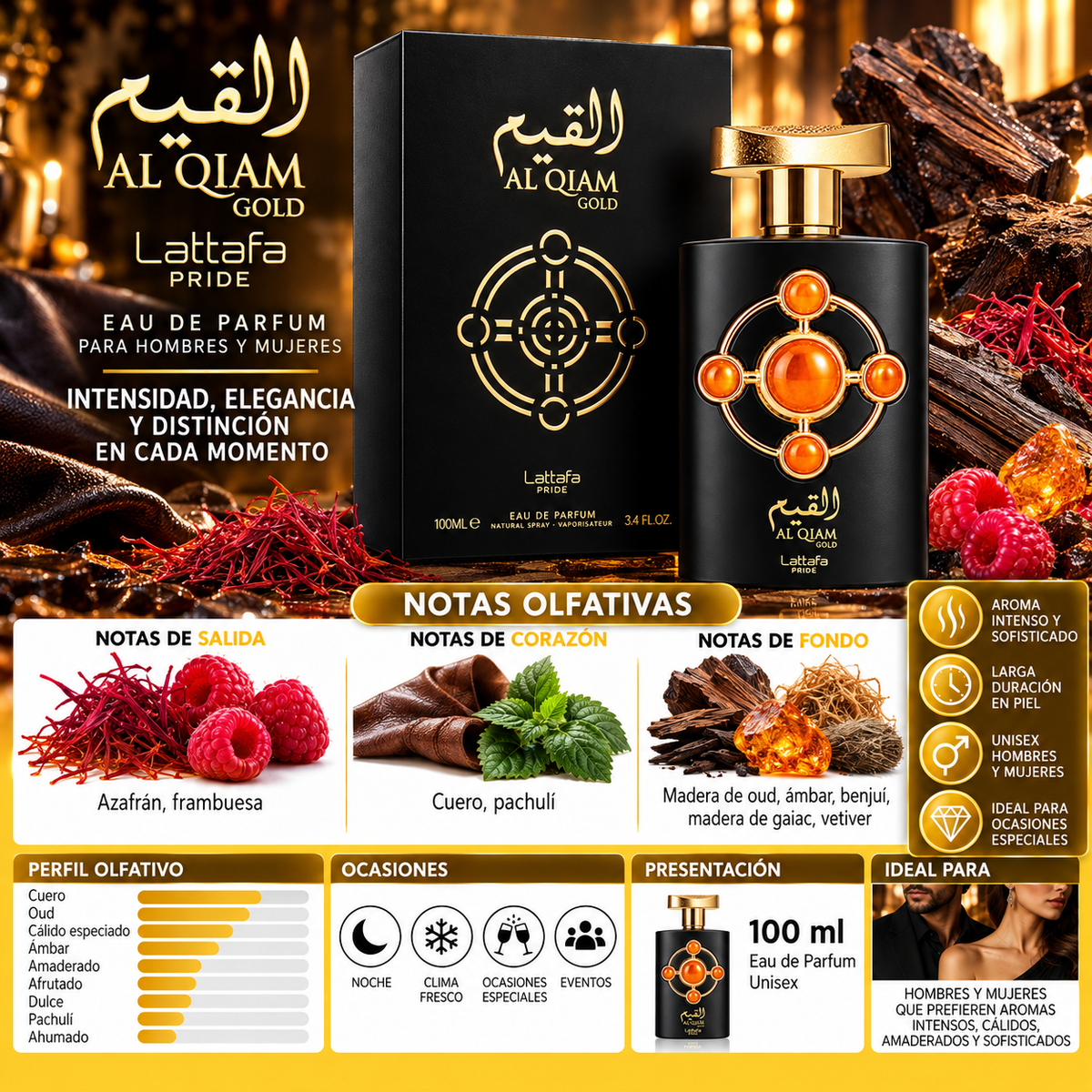 Lattafa Pride Al Qiam Gold Eau de Parfum 100ml Original — imagen 2