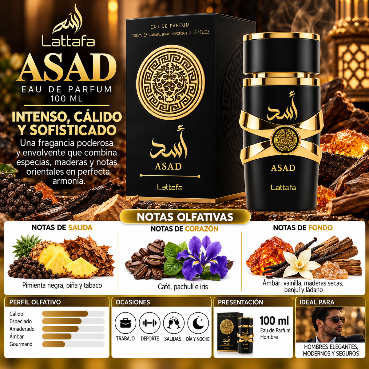 Lattafa Asad Eau de Parfum 100ml - Original y Elegante — imagen 2