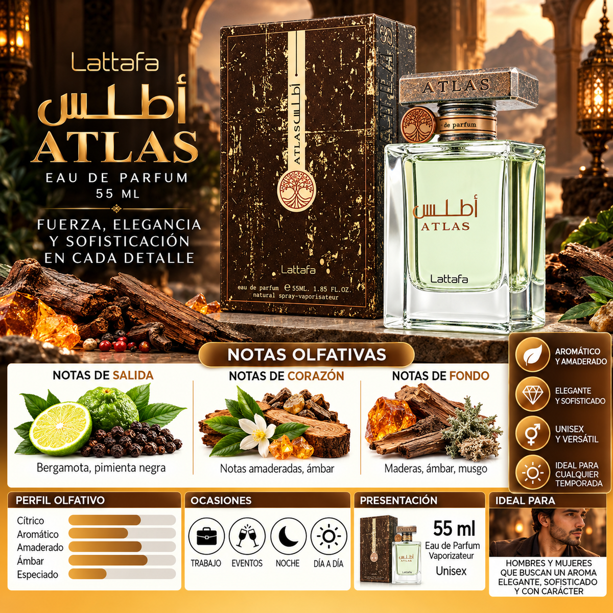 Lattafa Atlas Eau de Parfum 55ml - La esencia del océano