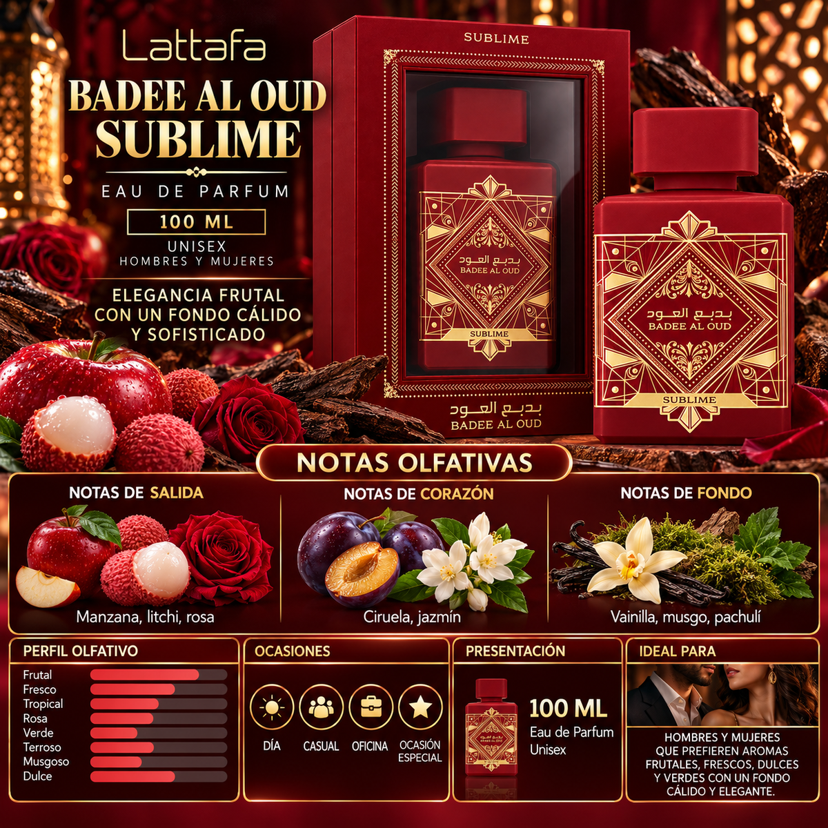 Lattafa Bade'e Al Oud Sublime Eau de Parfum 100ml Original — imagen 2
