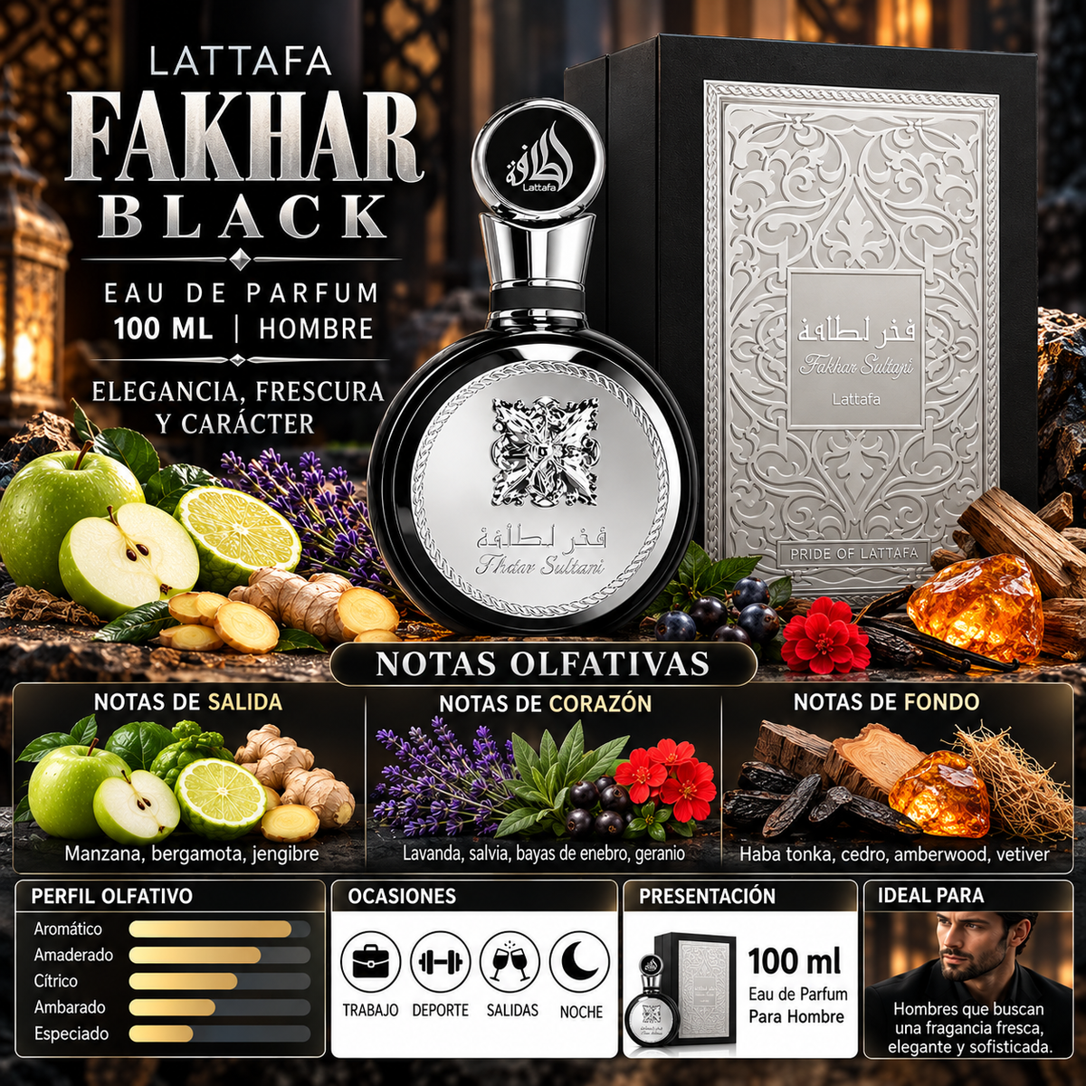Lattafa Pride Fakhar Black Eau de Parfum 100ml Original - Elegancia Masculina — imagen 2
