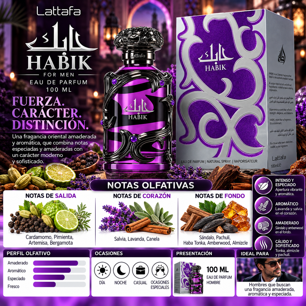 Lattafa Habik For Men Eau de Parfum 100ml - Original y Elegante