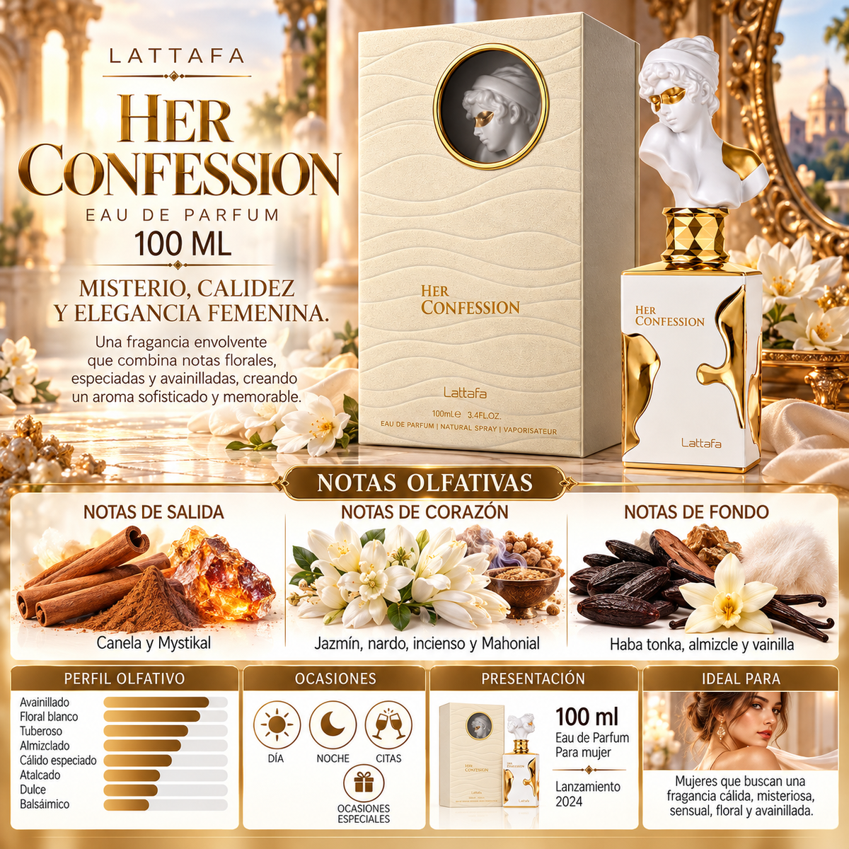 Lattafa Her Confession Eau de Parfum 100ml Original - Elegancia y Confianza — imagen 2