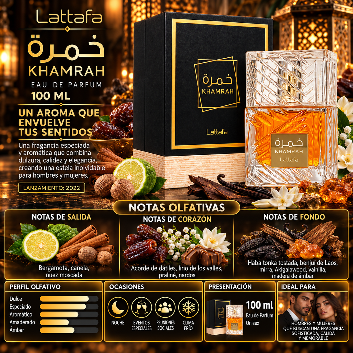 Lattafa Khamrah Eau de Parfum 100ml Original — imagen 2