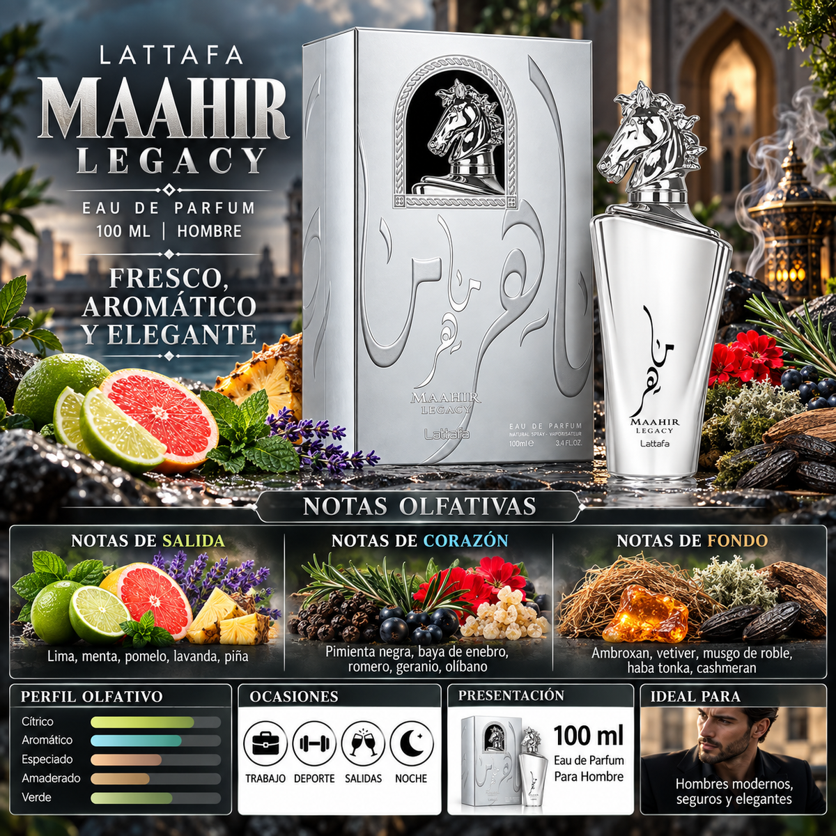 Lattafa Maahir Legacy Eau de Parfum 100ml Original - Elegancia Sofisticada