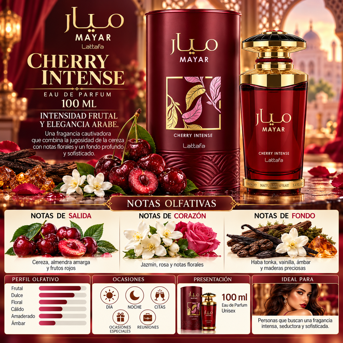 Lattafa Mayar Cherry Intense Eau de Parfum 100ml Original — imagen 2