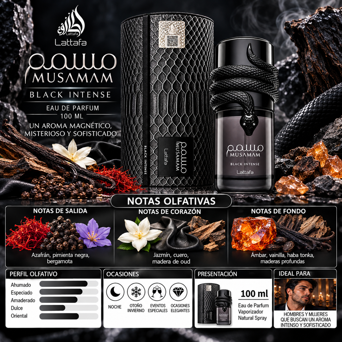 Lattafa Musamam Black Intense - Eau de Parfum 100ml Original — imagen 2