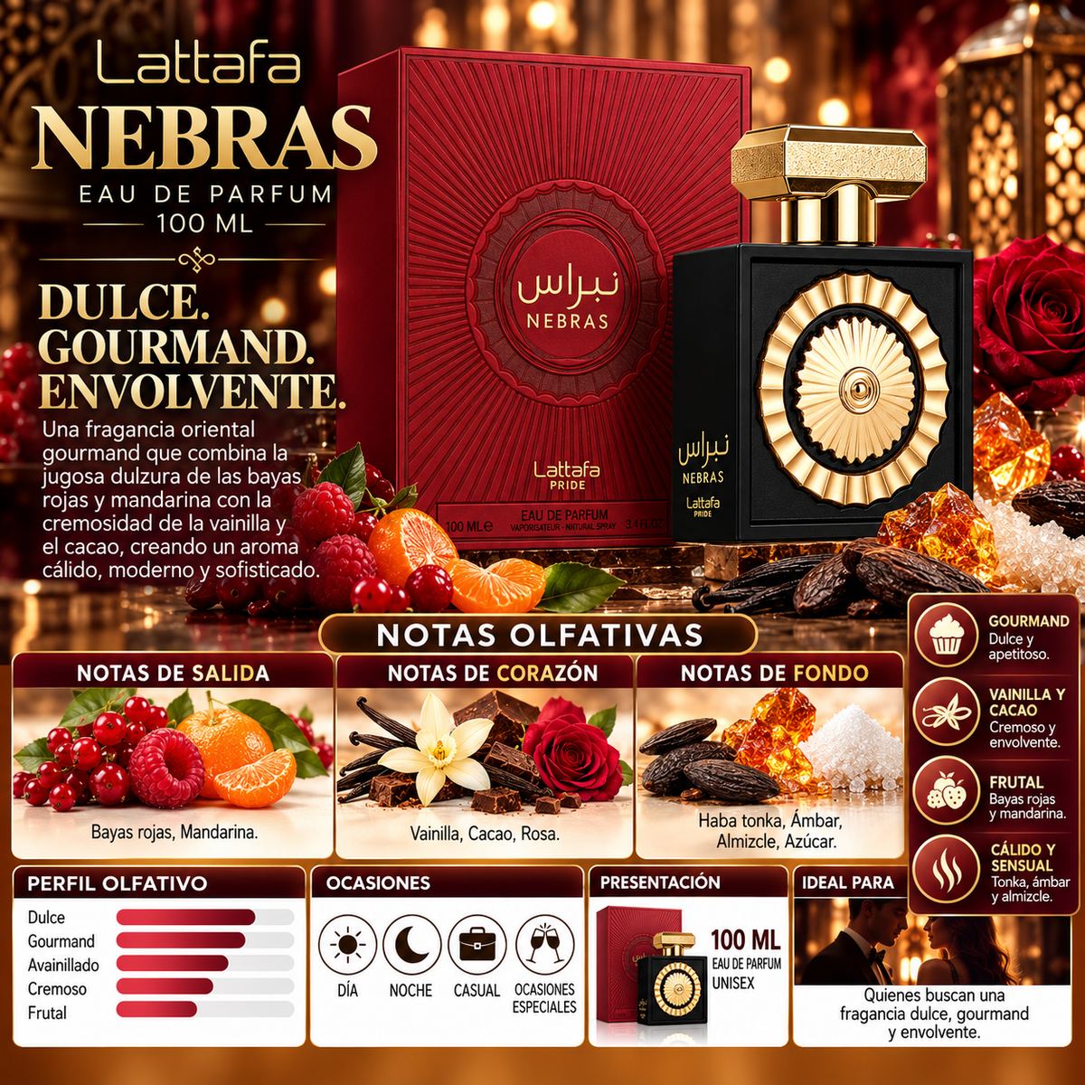 Lattafa Pride Nebras Eau de Parfum 100ml Original - Eau de Parfum de Lujo