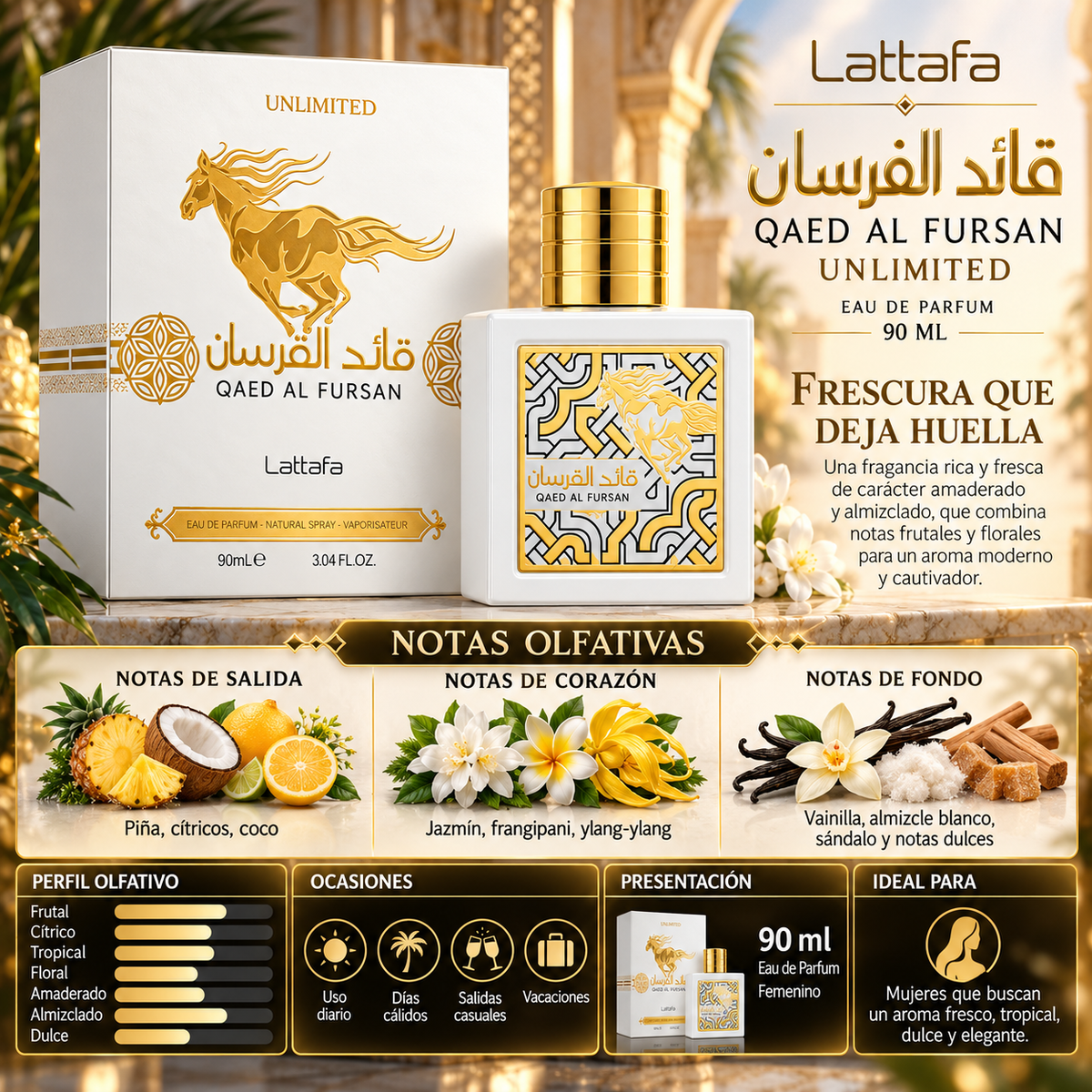 Lattafa Qaed Al Fursan Unlimited Eau de Parfum 90ml Original — imagen 2