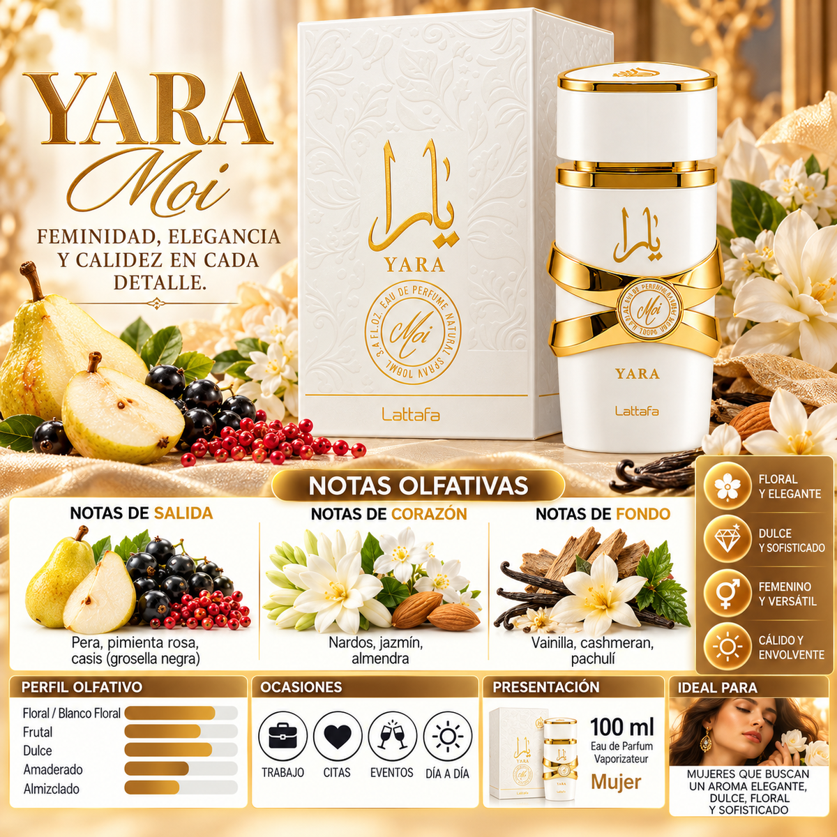 Lattafa Yara Moi Eau de Parfum 100ml Original - Fragancia Elegante — imagen 2