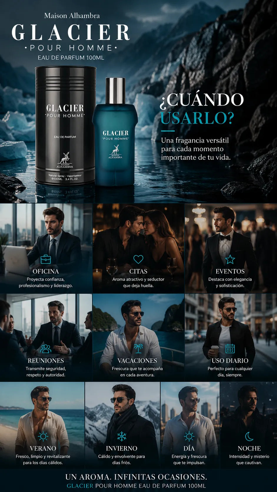 Perfume Maison Alhambra Glacier Pour Homme Eau de Parfum 100ml Original