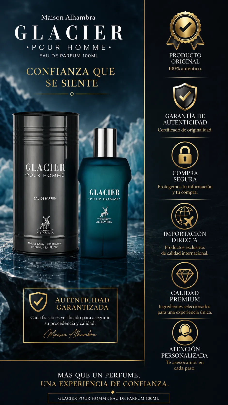 Perfume Maison Alhambra Glacier Pour Homme Eau de Parfum 100ml Original
