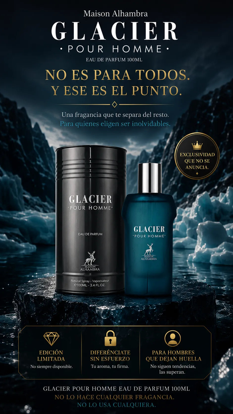 Perfume Maison Alhambra Glacier Pour Homme Eau de Parfum 100ml Original