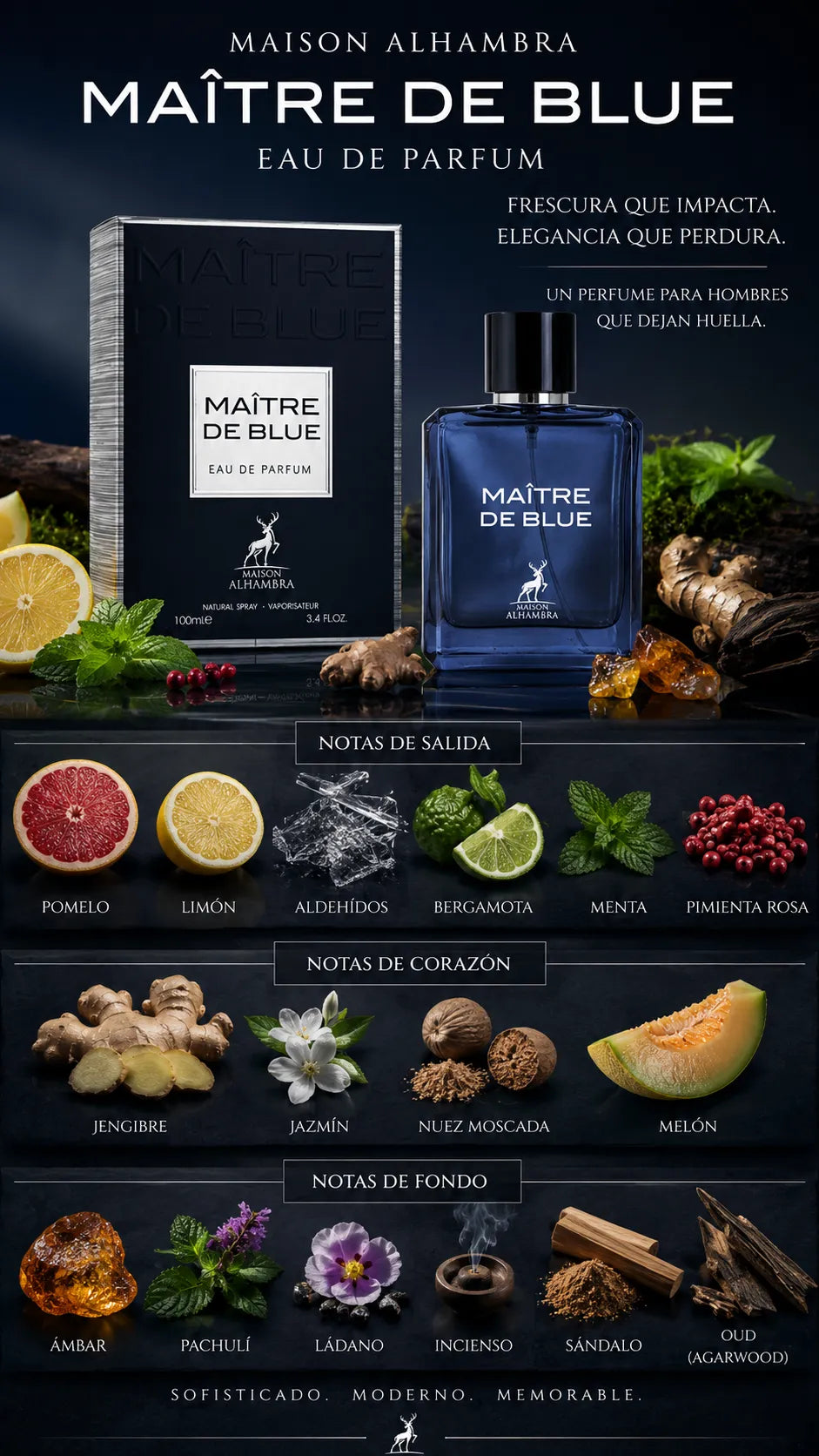 Perfume Maison Alhambra Maître De Blue Eau de Parfum 100ml Original