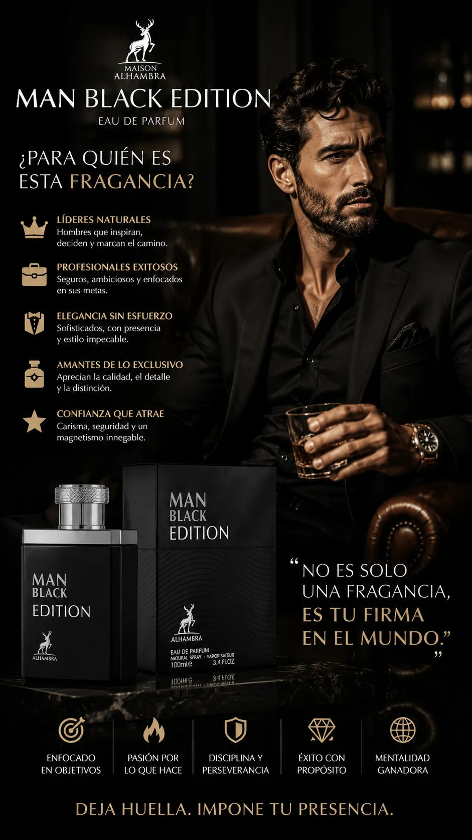 Perfume Maison Alhambra Man Black Edition Eau de Parfum 100ml Original