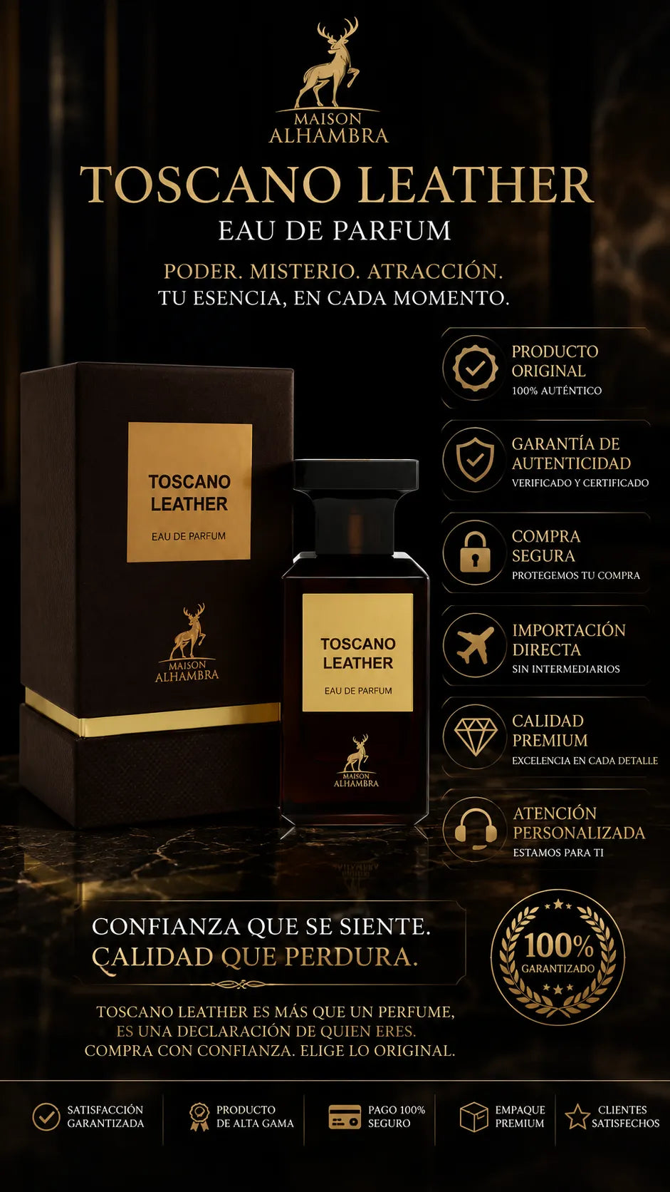 Perfume Maison Alhambra Toscano Leather Eau de Parfum 80ml Original