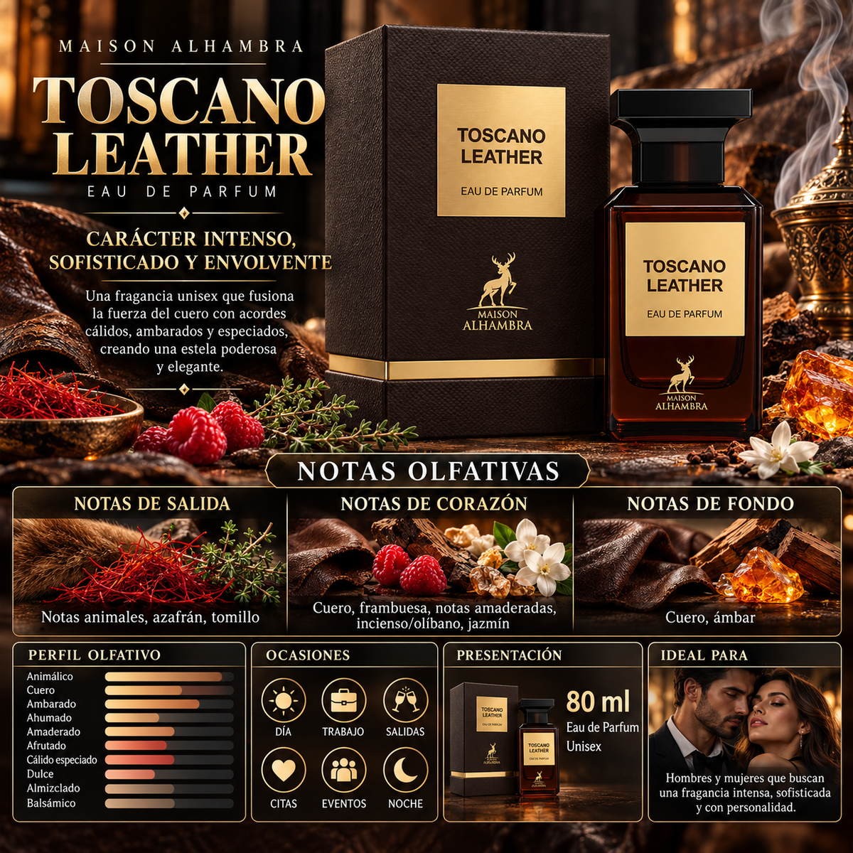 Maison Alhambra Toscano Leather Eau de Parfum 80ml Original — imagen 2