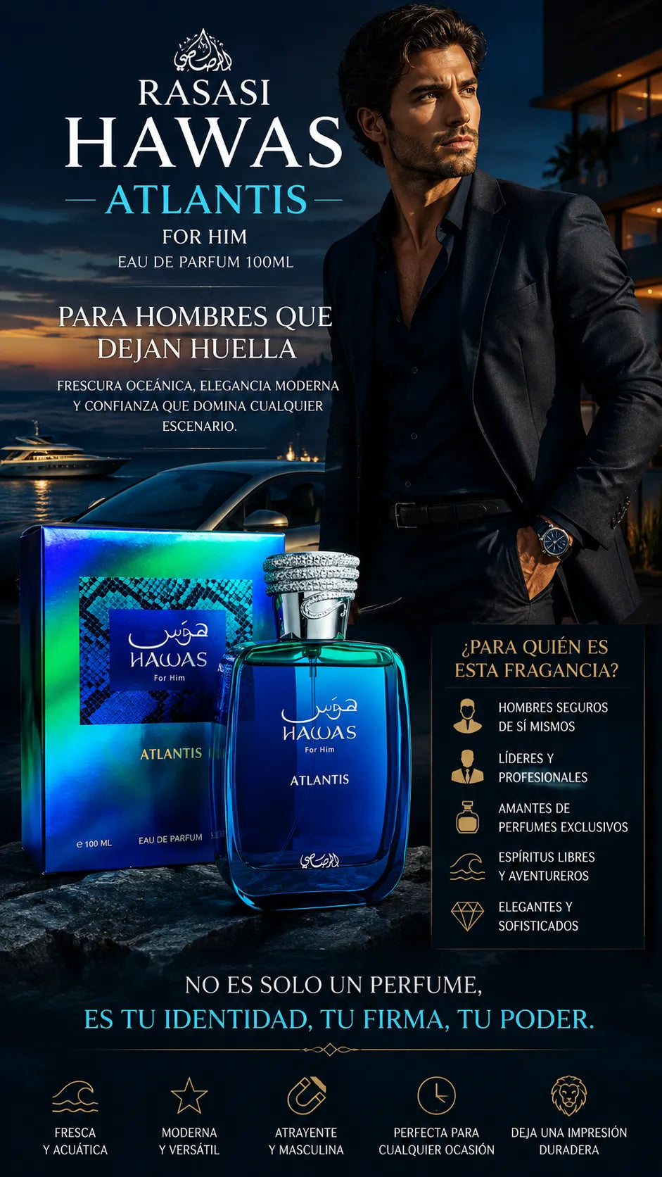 Perfume Rasasi Hawas Atlantis For Him Eau de Parfum 100ml Original