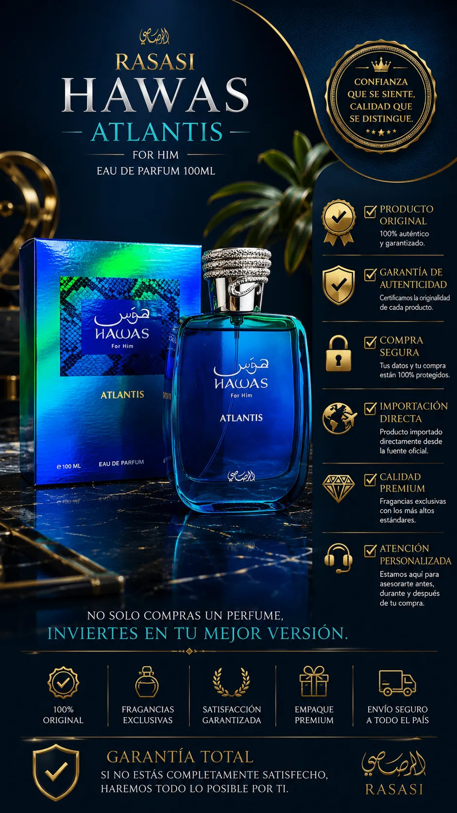 Perfume Rasasi Hawas Atlantis For Him Eau de Parfum 100ml Original