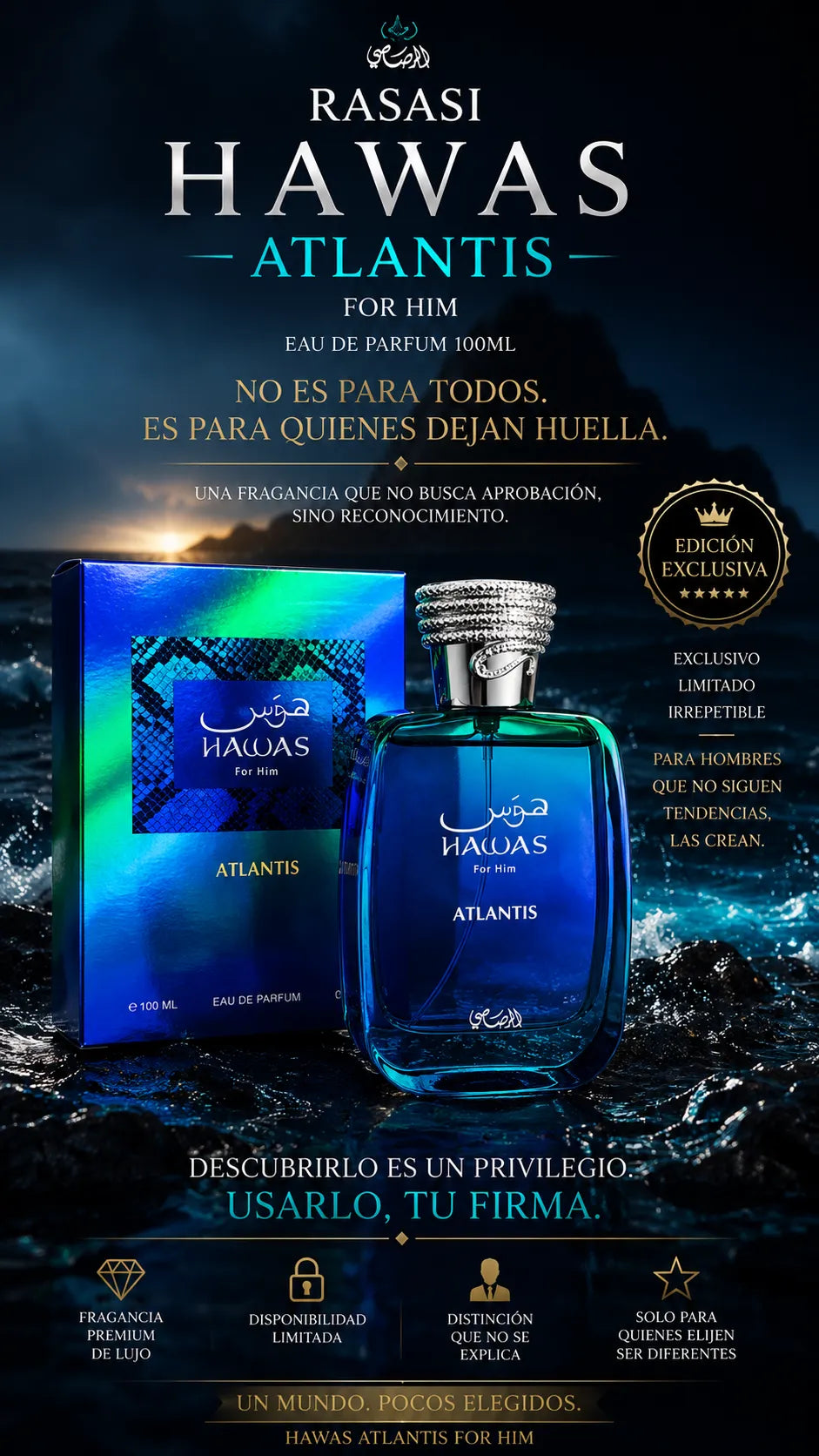 Perfume Rasasi Hawas Atlantis For Him Eau de Parfum 100ml Original