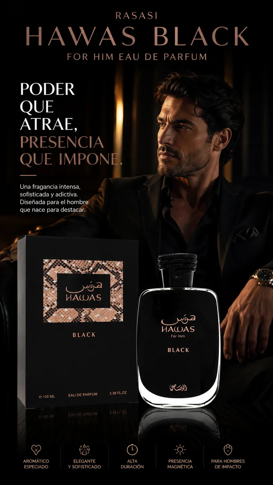 Perfume Rasasi Hawas Black For Him Eau de Parfum 100ml Original