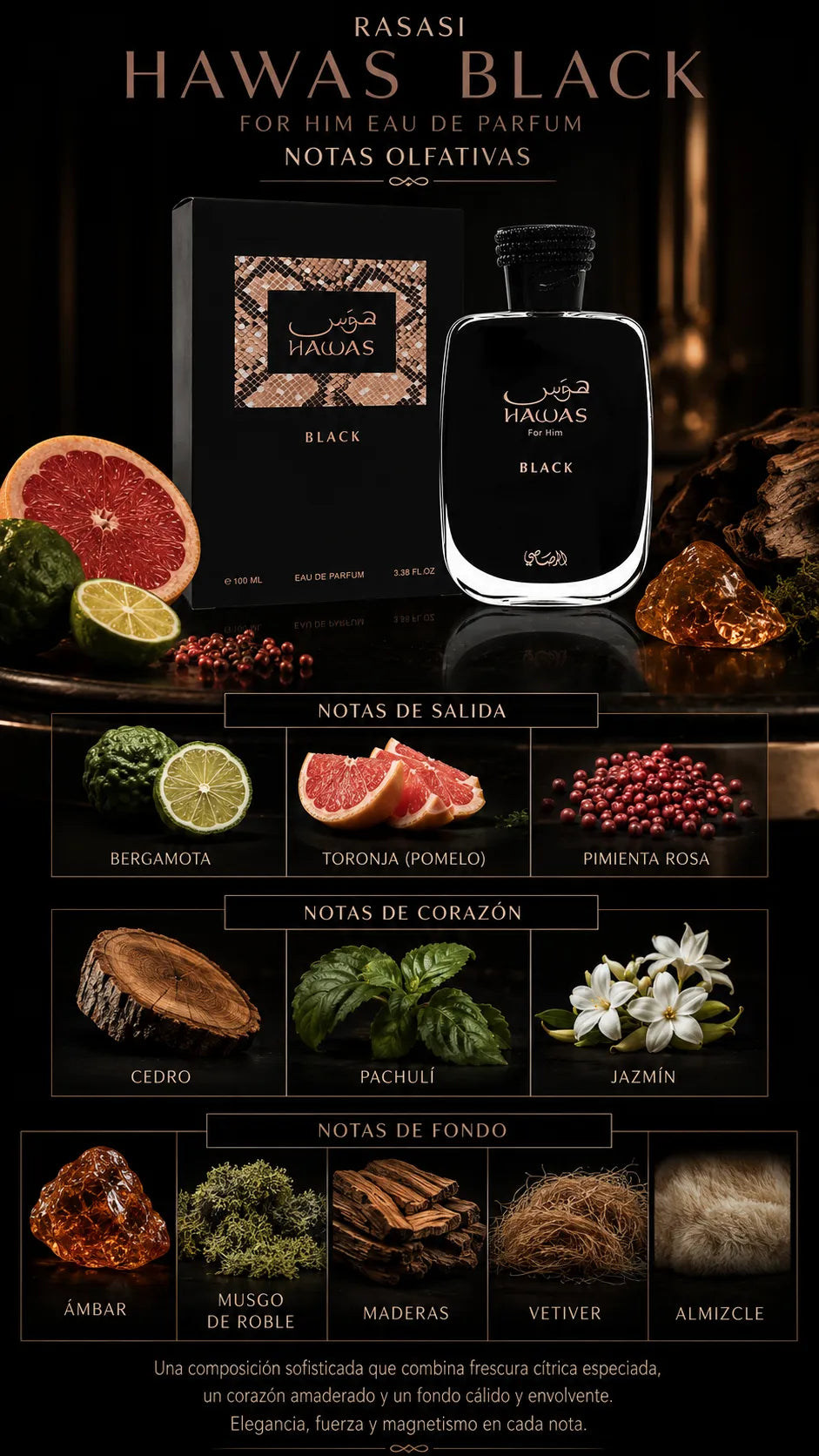 Perfume Rasasi Hawas Black For Him Eau de Parfum 100ml Original