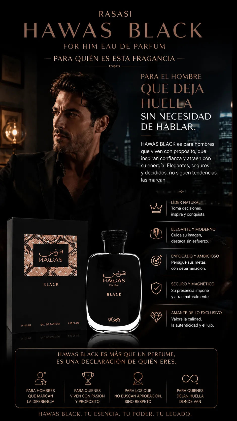 Perfume Rasasi Hawas Black For Him Eau de Parfum 100ml Original