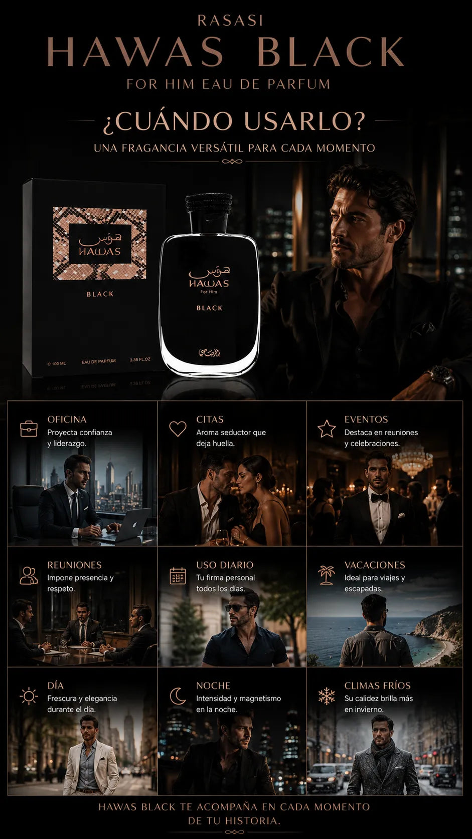Perfume Rasasi Hawas Black For Him Eau de Parfum 100ml Original