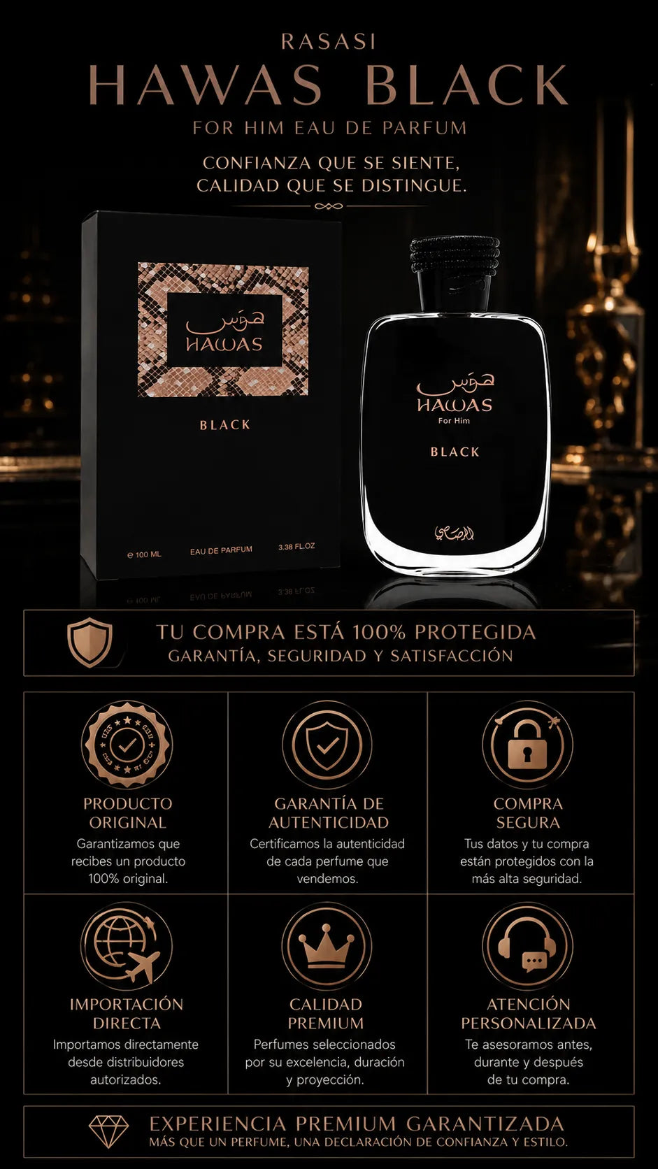 Perfume Rasasi Hawas Black For Him Eau de Parfum 100ml Original