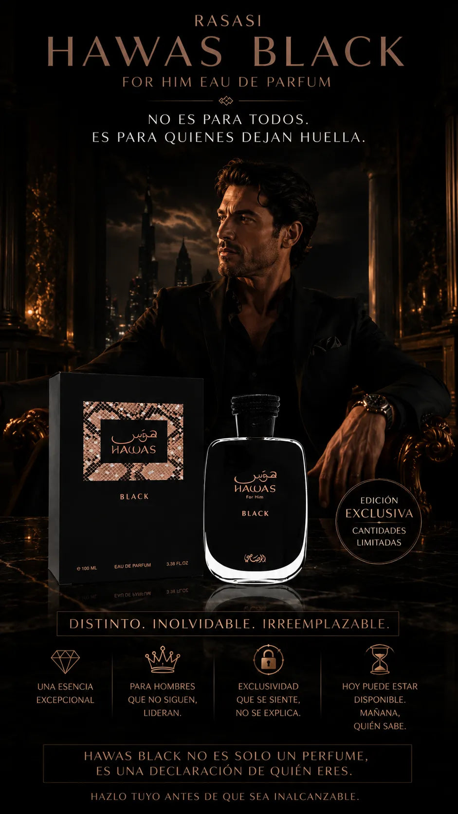 Perfume Rasasi Hawas Black For Him Eau de Parfum 100ml Original