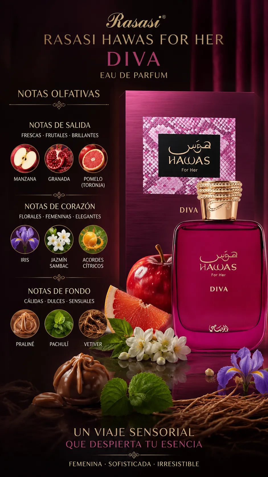 Perfume Rasasi Hawas For Her Diva Eau de Parfum 100ml Original