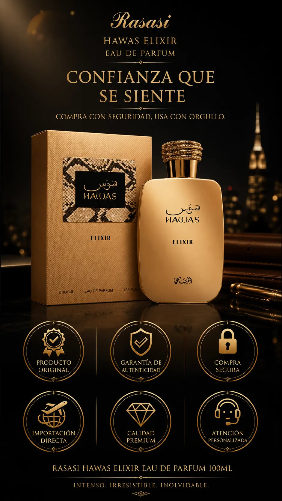 Perfume Rasasi Hawas Elixir Eau de Parfum 100ml Original