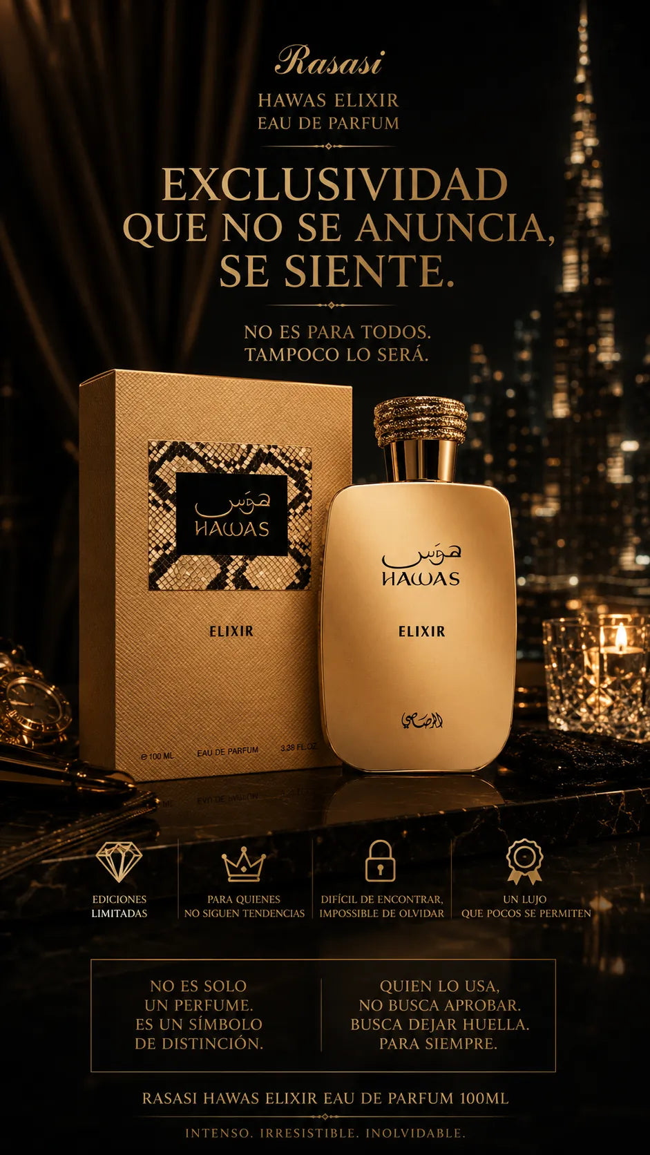 Perfume Rasasi Hawas Elixir Eau de Parfum 100ml Original
