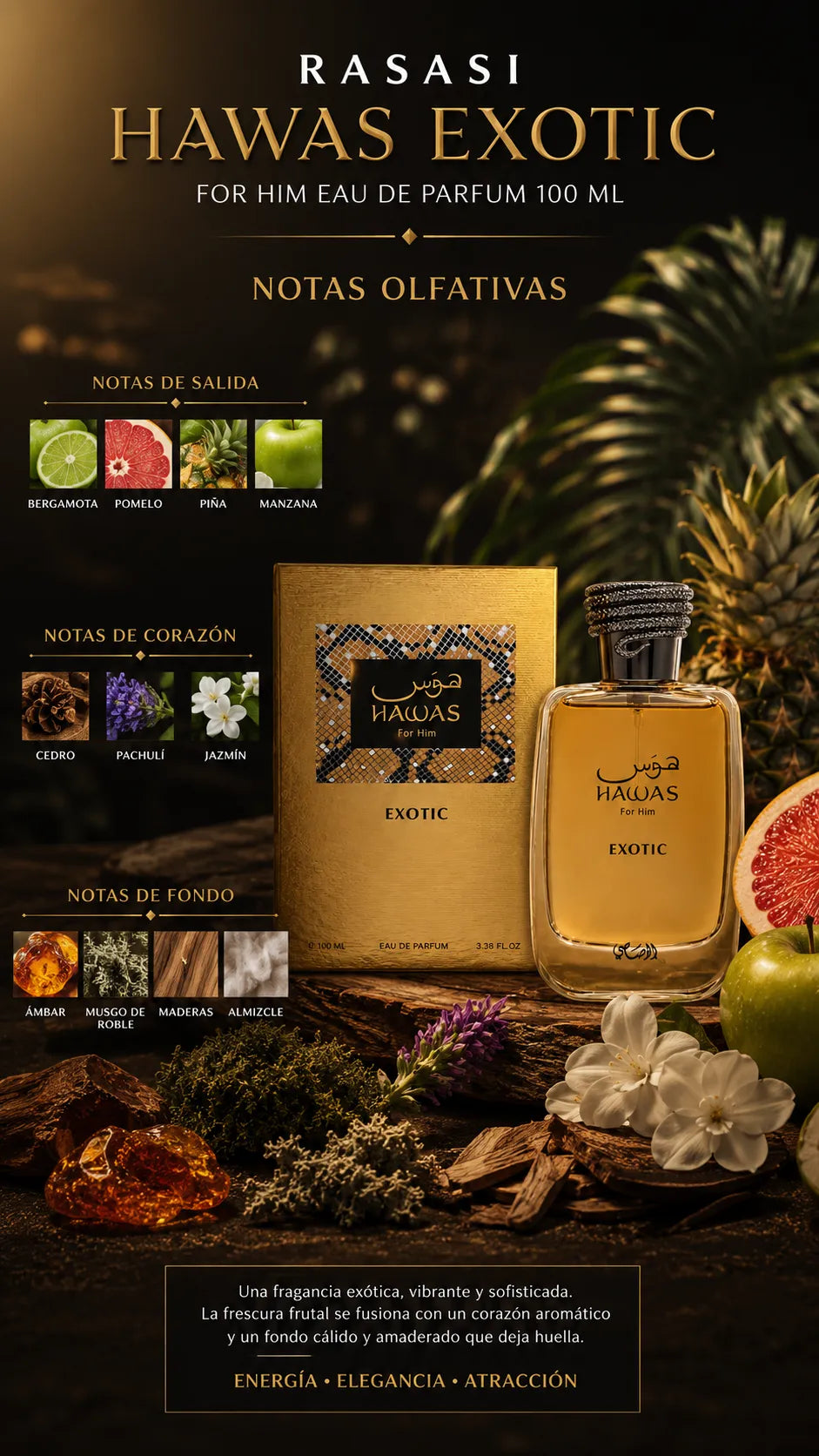 Perfume Rasasi Hawas Exotic For Him Eau de Parfum 100ml Original