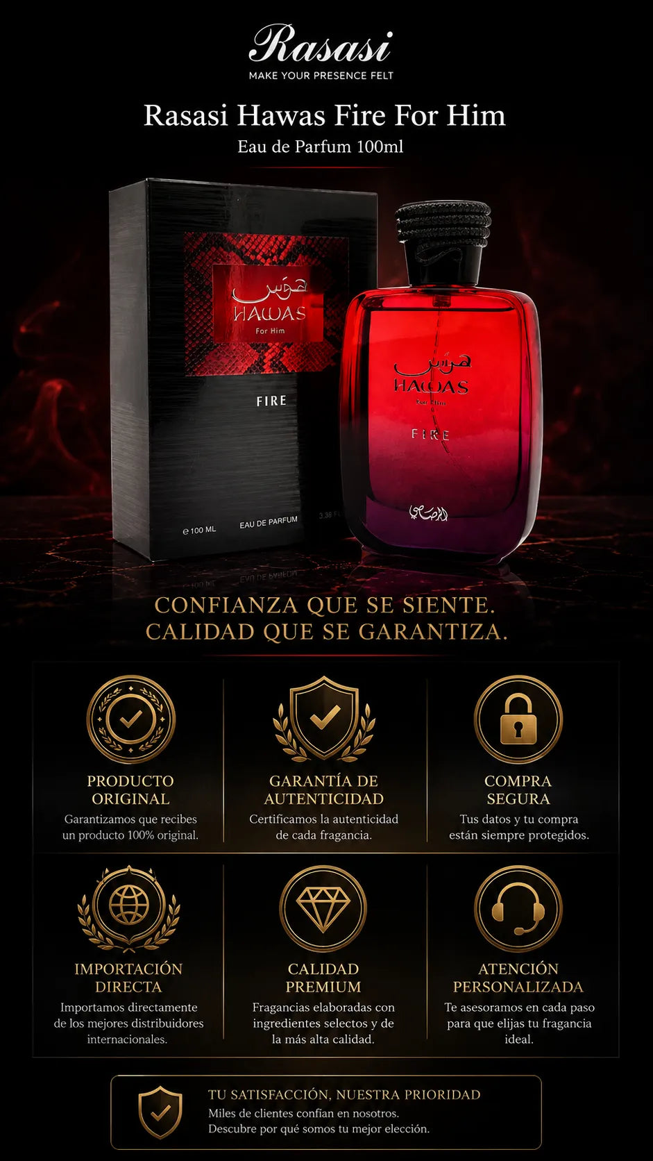 Perfume Rasasi Hawas Fire For Him Eau de Parfum 100ml Original