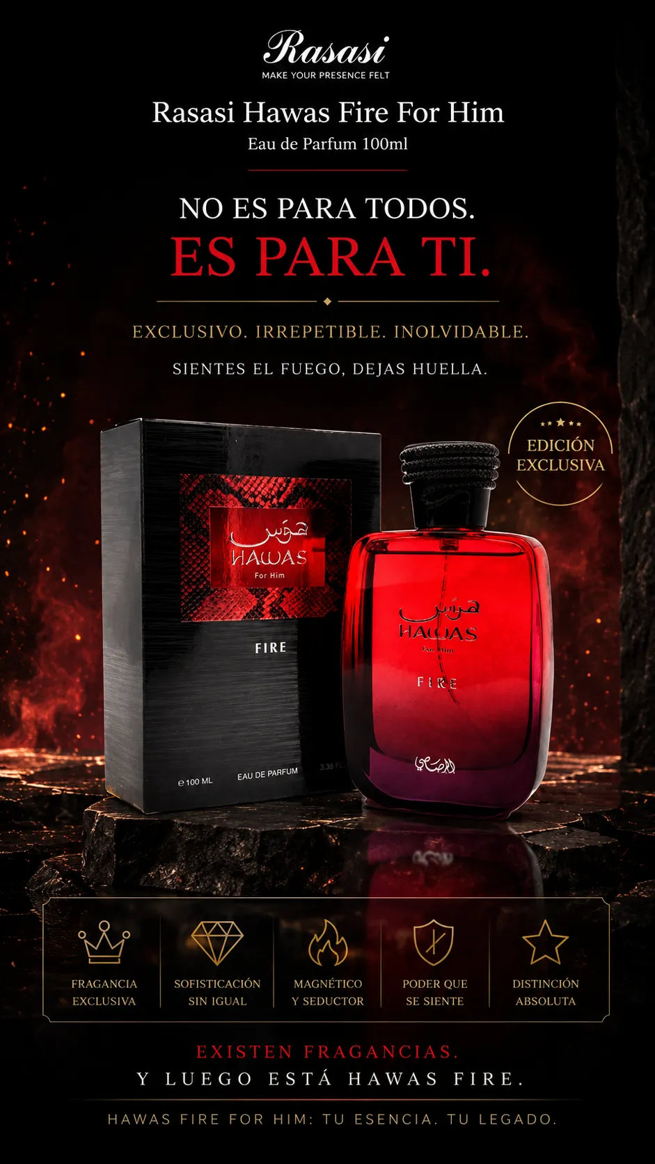 Perfume Rasasi Hawas Fire For Him Eau de Parfum 100ml Original