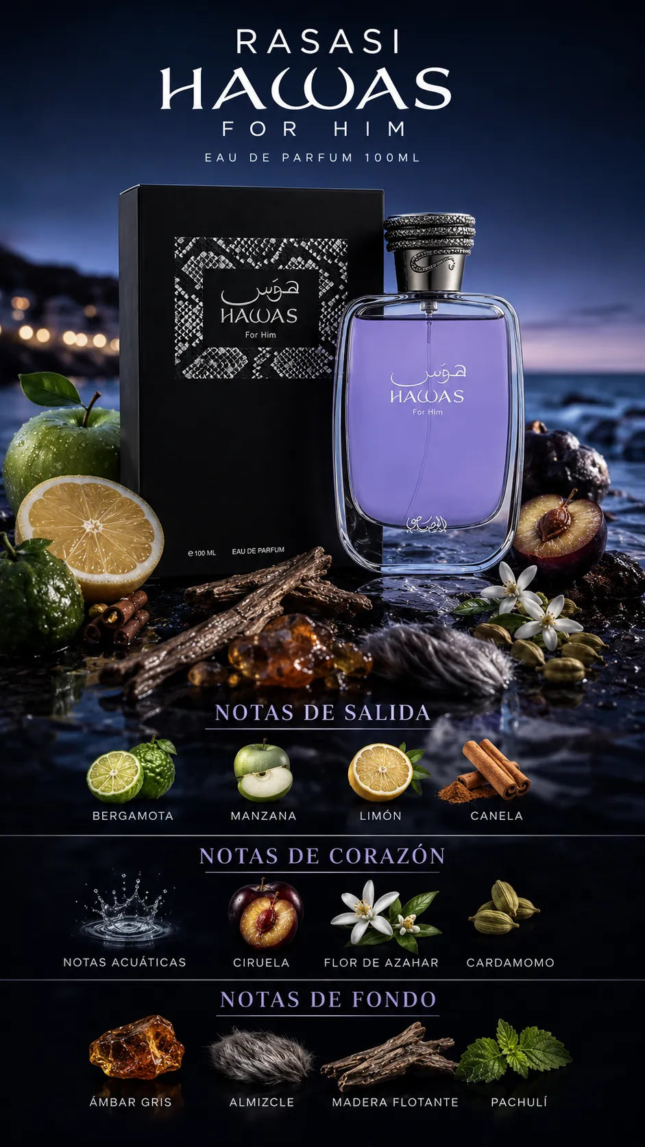 Perfume Rasasi Hawas For Him Eau de Parfum 100ml Original
